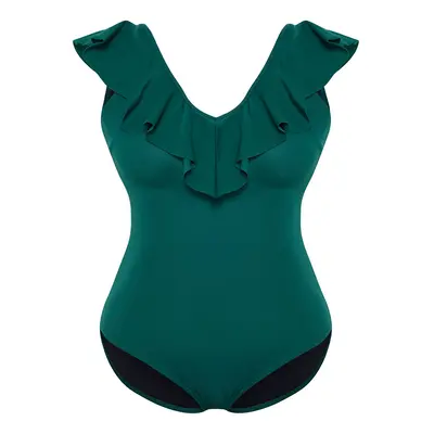 Trendyol Curve Green Ruffle Detailed Swimsuit