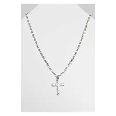 Necklace with diamond cross - silver color