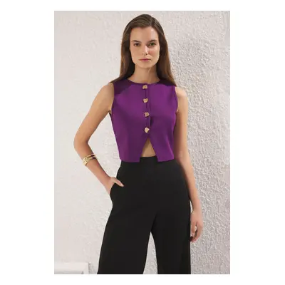 Trendyol Purple Slim Crew Neck Crop Vest