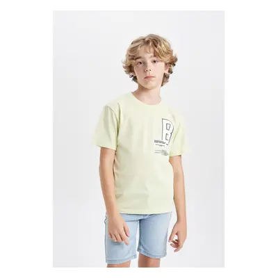 DEFACTO Boy's Crew Neck Printed Short Sleeve T-Shirt