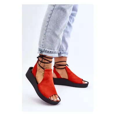 Zazoo Suede Wedge Sandals Nicole Orange