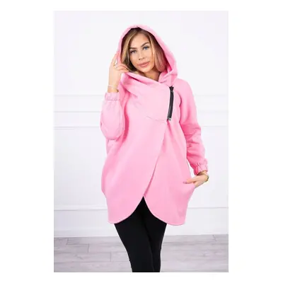 Sweatshirt with short zipper in powder pink color