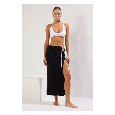 Trendyol Black Maxi Knitted Tie Beach Skirt