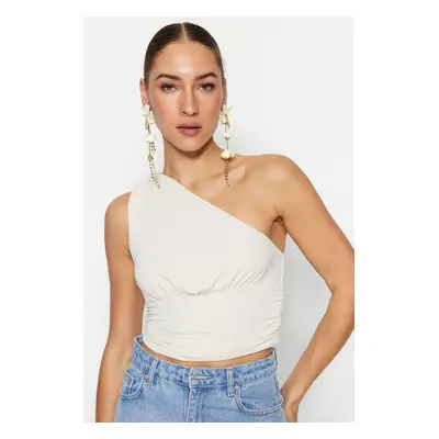 Trendyol Ecru Crop Lined Shiny Knitted Bustier