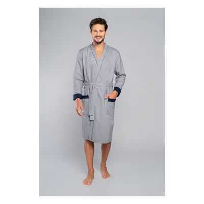 Gabriel Long Sleeve Bathrobe - Melange/Navy Blue