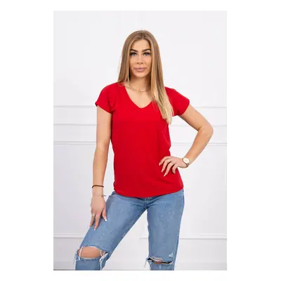 Red blouse with V-neck