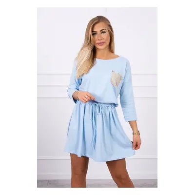 marka niezdefiniowana Dress with sequin pocket azure