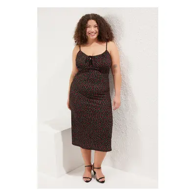 Trendyol Curve Black*001 Crepe Knitting Plus Size Dress