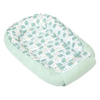 Medi Partners Baby cocoon/nest – Waffle – Hedgehogs + mint Waffle