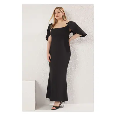 Trendyol Curve Black Finike Woven Plus Size Dress