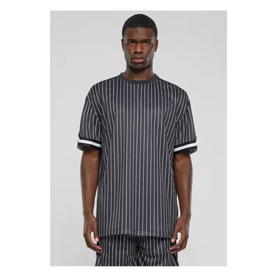 Men's Oversized Striped Mesh Tee T-Shirt - Black/White