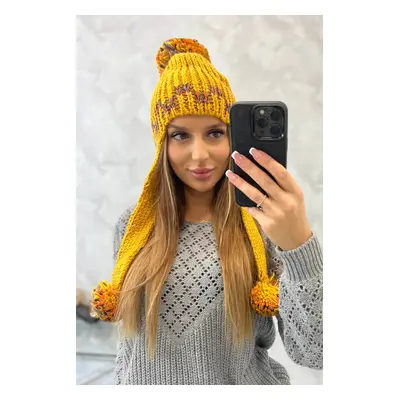 Women's cap with long ears Nadia K321 mustard