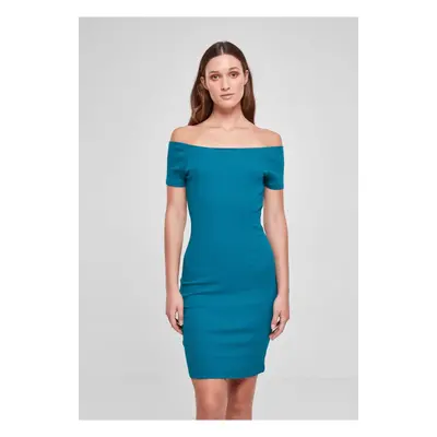 Women's Dress Off Shoulder Rib - Green-Blue