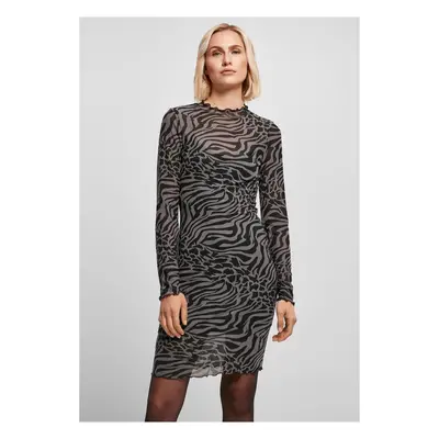 Women's Double Layer Dress AOP asphalt/black