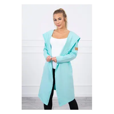 Long hooded cardigan mint