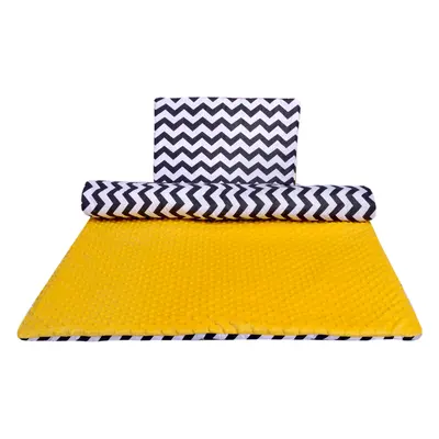 Medi Partners Quilt + pillow 35x30 cotton + minky – Zygzag + yellow minky