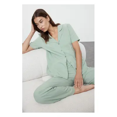 Trendyol Mint 100% Cotton Woven Pajama Set