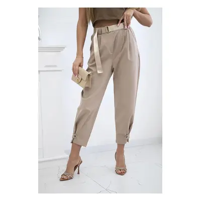 Kesi Włoski Summer Punto trousers with leg closure light camel