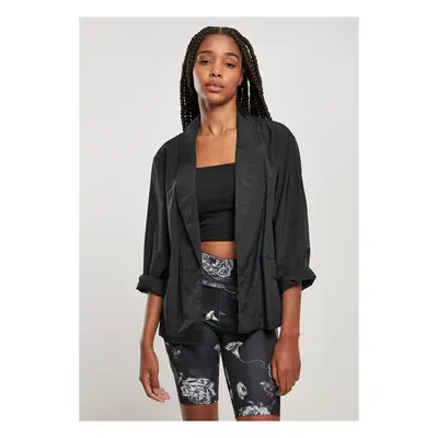 Women's Oversized Crinkle Nylon Blazer Black