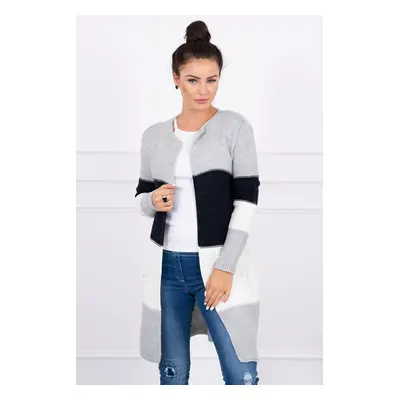 Cardigan sweater on straps gray+navy blue