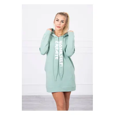 Oversize dark mint hooded dress