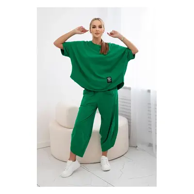 Kesi Włoski Cotton set blouse + trousers green