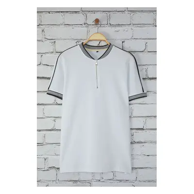 Trendyol White Regular Cut Piping Judge Collar Polo Neck T-shirt