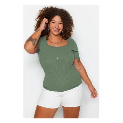 Trendyol Curve Mint Camisole Knitted Plus Size Blouse