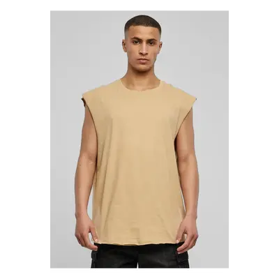 Open sleeveless T-shirt in beige