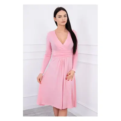 marka niezdefiniowana Dress cut under the bust, long sleeve powder