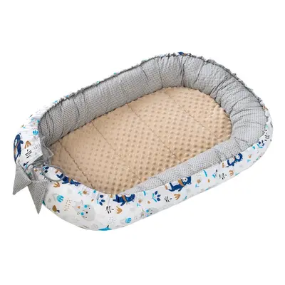 Medi Partners Baby cocoon/nest – Animals in the forest + beige minky