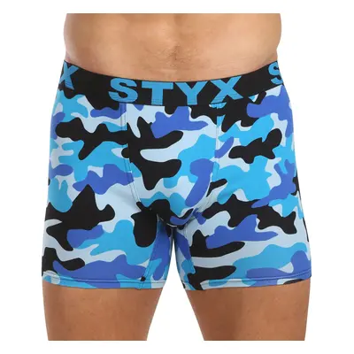 Men's boxers Styx long art sports rubber camouflage blue