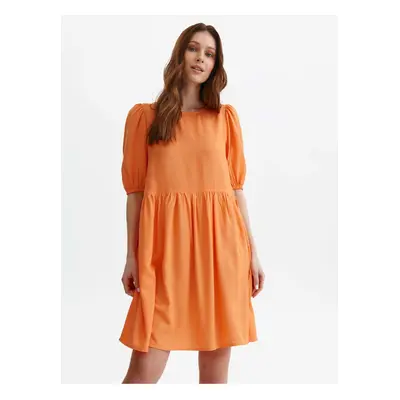 Women's Orange Short Dress with Balloon Sleeves TOP SECRET - Women