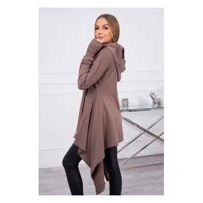 marka niezdefiniowana Hooded sweatshirt with side zip mocca