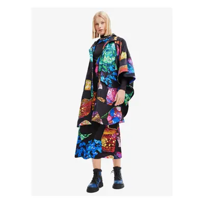 Black Desigual Manchas Colima Womens Patterned Poncho - Women