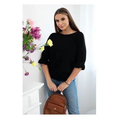 Kesi Włoski Sweater with ruffle on the sleeve black