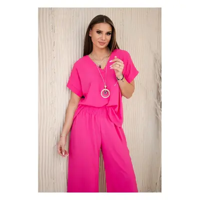 Kesi Włoski Set with necklace blouse + pants pink