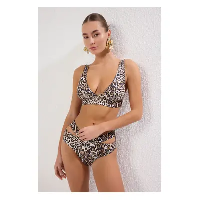 Trendyol Leopard Print Triangle Bikini Top