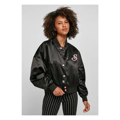 Women's Beginner Satin College Jacket Black