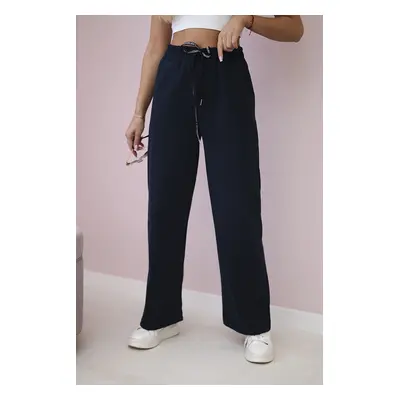 Włoski Punto pants with wide legs navy blue