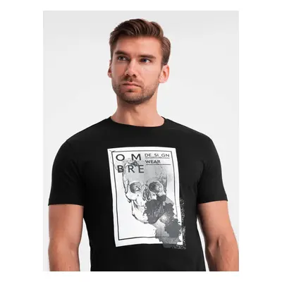 Ombre Men's cotton skull shirt - black