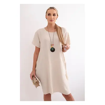 Kesi Włoski Dress with pockets and pendant dark beige