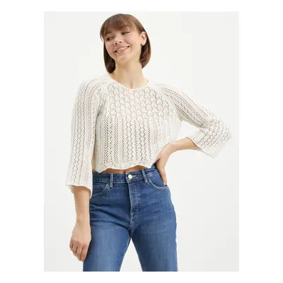 Cream women's cropped sweater ONLY Nola - Women's