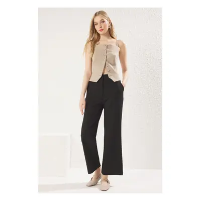 Trendyol Black Buttoned Pocket Straight Cut Knitted Trousers