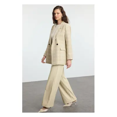 Trendyol Beige Tweed Oversize Blazer Jacket