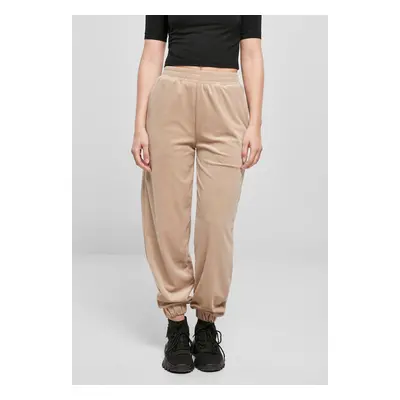 Women's high-waisted balloon velvet softtaupe trousers