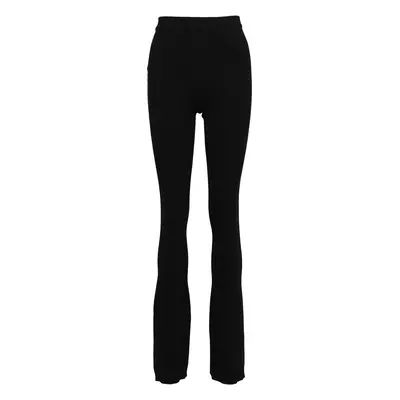 Women's Rib Knit Bootcut Leggings - Black