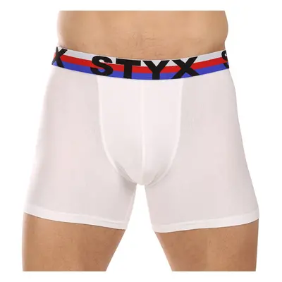 Men's boxers Styx long sports elastic white tricolor