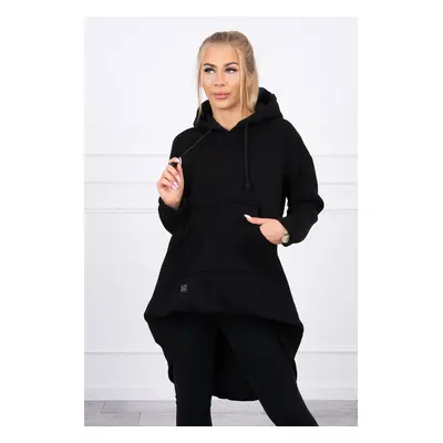 Reinforced sweatshirt with long back and hood black