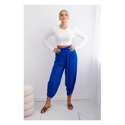 Kesi Włoski Trousers with wide leg and pockets cornflower blue